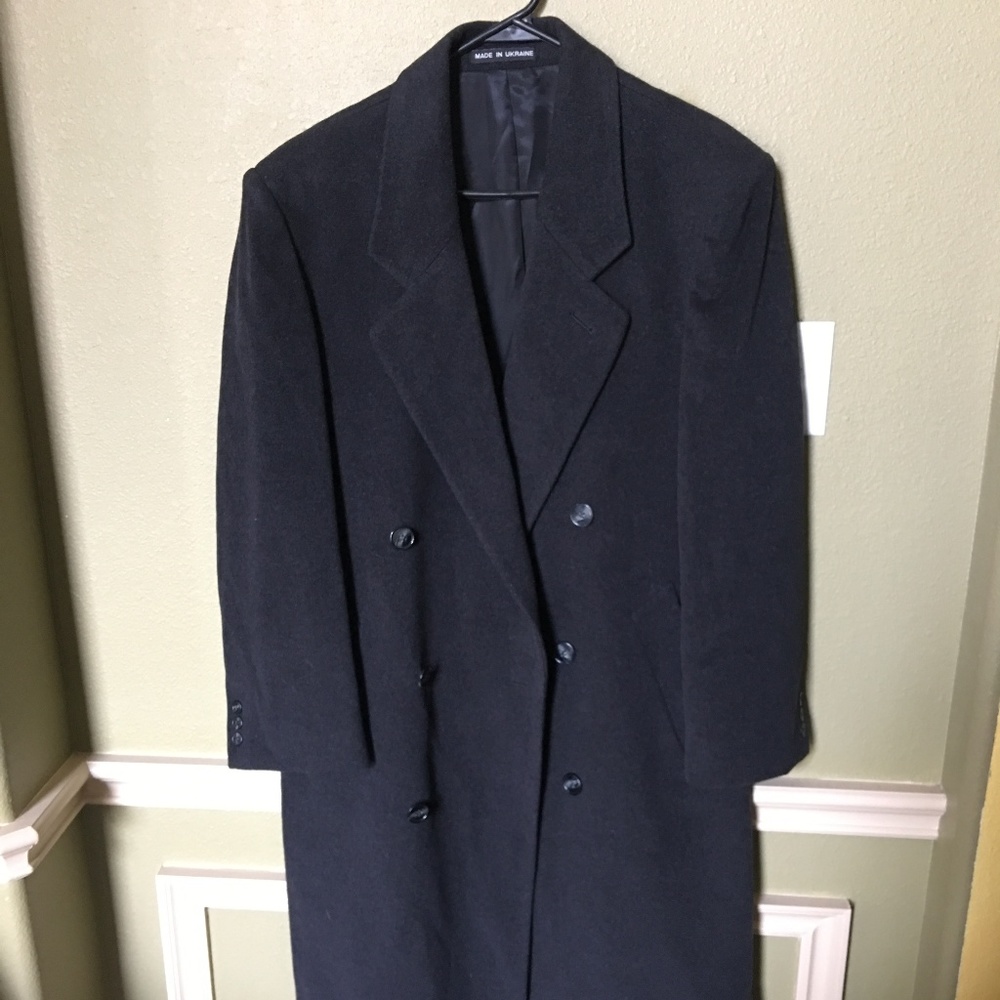 Larry Levine Long Mens Coat Black Size 40R